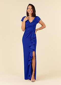 Azazie Carmen Mère de la mariée Robes Robe Fourreau en Dentelle Bleu Roi image1