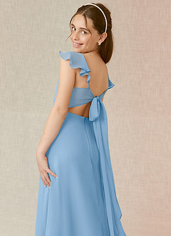 Azazie Everett Junior Robe Trapèze en Mousseline de soie Poudre Bleue image7