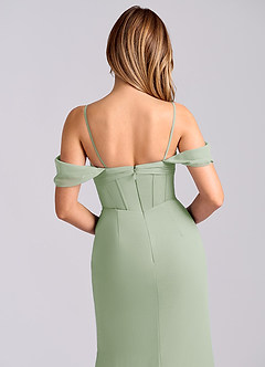 Azazie Joanne Final Sale Dusty Sage Mermaid Off the Shoulder Chiffon Dress image2