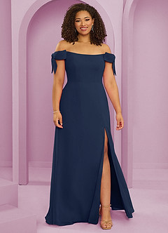 Barbie ♥ Azazie Bridesmaid Dresses Dark Navy A-Line Off the Shoulder Chiffon Convertible Dress image7