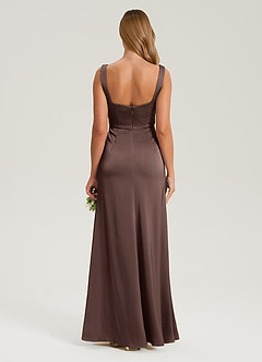 Azazie Frostine Bridesmaid Dresses Ganache A-Line Bow Stretch Satin Dress image2
