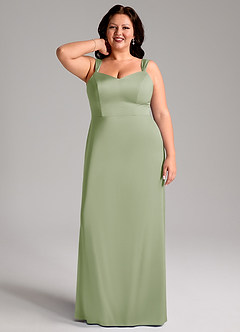 Azazie Denice Bridesmaid Dresses Dusty Sage Sheath Pleated Stretch Satin Dress image9