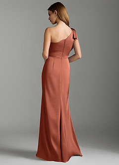 Azazie Rinna Brautjungfernkleider Meerjungfrau-Linie Gestreift Stretch-Satin Kleid Lehm image8