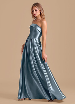 Azazie Lucienne Bridesmaid Dresses Twilight A-Line Pleated Metallic Satin Dress image6