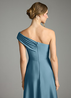 Azazie Melanie Brudepigekjoler En streg Off-Shoulder Stræk satin Gulv-længde Kjole image2