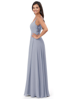 Azazie Lennon Bridesmaid Dresses Dusty Lavender A-Line Lace Chiffon Dress image3