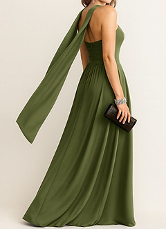 front Azazie Écharpe en satin extensible de couleur assortie