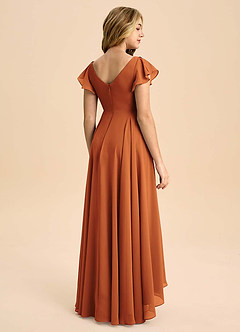 Azazie Caria Junior Robe Trapèze en Mousseline de soie Plissée Cannelle image2