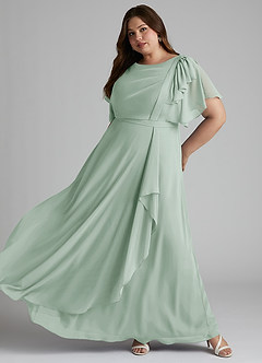 Azazie Aaliyah Modest Bridesmaid Dresses A-Line Scoop Pleated Chiffon Floor-Length Dress image8