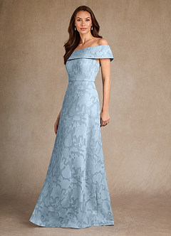 Azazie Medford Mother of the Bride Dresses Sky Blue A-Line Off the Shoulder Floral Burnout Dress image2