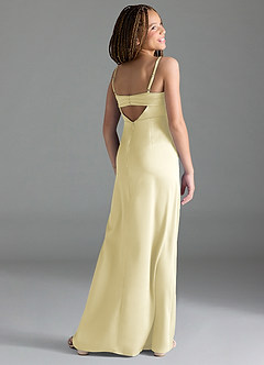 Azazie Leonis Junior A-Linie Plissee Stretch-Satin Kleid Zitronensorbet image5