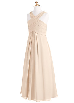 Azazie Kaleigh Junior White Alabaster A-Line Pleated Chiffon Dress image8
