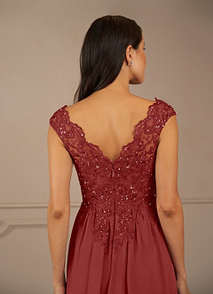 Azazie Amethyst Mother of the Bride Dresses Rust A-Line V-Neck Sequins Chiffon Dress image8
