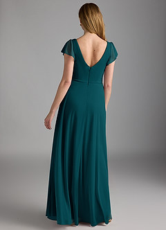 Azazie Omari Bridesmaid Dresses Pine A-Line Mesh Dress image4
