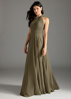 Azazie Charlize Bridesmaid Dresses Willow Green A-Line One Shoulder Chiffon Dress image4