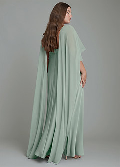 Azazie Stefania Bridesmaid Dresses Agave A-Line Stretch Satin Dress image8