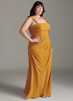 Azazie Jesaphine Bridesmaid Dresses Butterscotch Sheath Bow Chiffon Dress image10