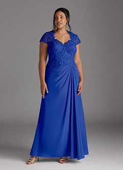Azazie Junie Mother of the Bride Dresses Royal Blue A-Line Lace Chiffon Dress image7