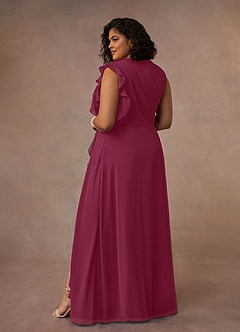 Azazie Narine vestidos de madre de la novia Vestido de Mora de Gasa de Corte En A con Cuello alto plisado image17