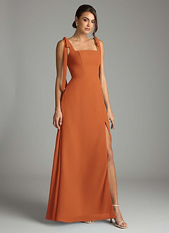 Azazie Debra Bridesmaid Dresses Cinnamon A-Line with Pockets Chiffon Convertible Dress image1