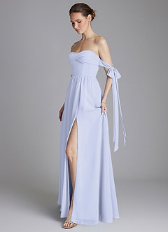 Azazie Ayanna Bridesmaid Dresses Lavender A-Line Off the Shoulder Chiffon Dress image7