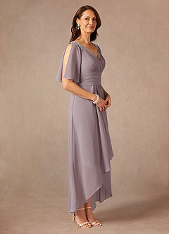 Azazie Pascual Mère de la mariée Robes Robe Trapèze en Mousseline de soie Plissée Crépuscule image6