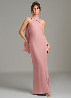 Azazie Cassiana Robes de demoiselle d'honneur Robe Sirène en Mousseline de soie Plissée Rose Poussiéreuse image3