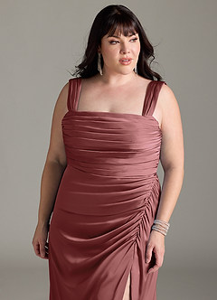 Azazie Jesaphine Bridesmaid Dresses Amethyst Sheath Bow Stretch Satin Dress image12