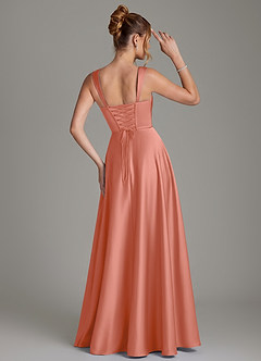 Azazie Azaria Robes de demoiselle d'honneur Robe Trapèze en Satin extensible Corset Rose Saumon image5
