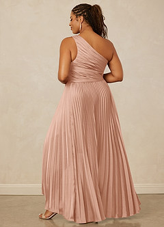 Christian Siriano Bridal for Azazie 1008 Robes de demoiselle d'honneur Robe Trapèze en Satin extensible Ue épaule Or Rose image6