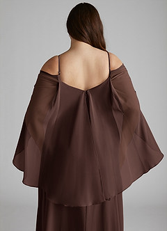 Azazie Cienna Bridesmaid Dresses Ganache A-Line Long Sleeve Chiffon Dress image12