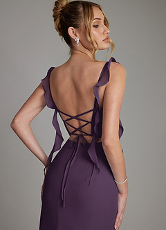 Azazie Jessamine Bridesmaid Dresses Plum Mermaid Corset Chiffon Dress image2