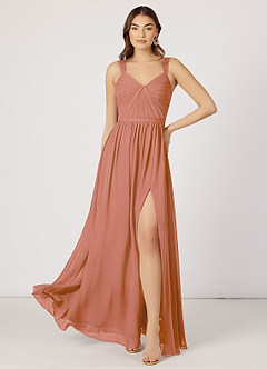 Azazie Evie Bridesmaid Dresses A-Line Sweetheart Neckline Chiffon Floor-Length Dress image1