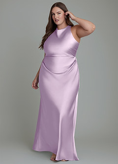 Azazie Evadne Brautjungfernkleider Etui Plissee Stretch-Satin Kleid Frostiges Flieder image11