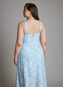 Azazie Debra Vestidos para Prova em Casa Vestido Céu Azul de Esgotamento Floral de Linha A com com Bolsos image16