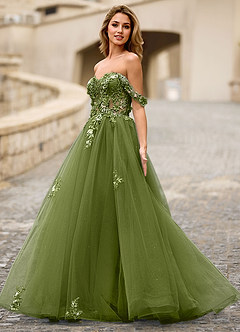 Eleanor Vert Robe de bal en dentelle florale 3D image7