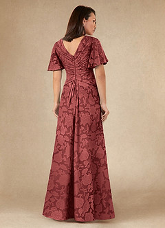 Azazie Emmeline Abiti per la Madre della Sposa Abito A-Line in Burnout Floreale Plissettato Terracotta image5