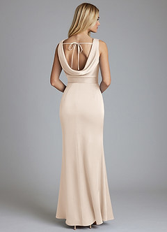 Azazie Tallie Suknie dla druhen Syrena Pofałdowany Satyna elastyczna Do ziemi Sukienka image6