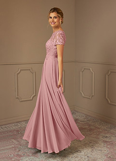 Azazie Adina Mother of the Bride Dresses Dusty Rose A-Line Boatneck Sequins Chiffon Dress image3
