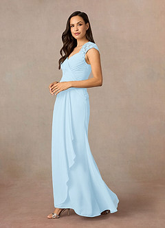 Azazie Birdie Mother of the Bride Dresses Sky Blue A-Line Queen Anne Sequins Chiffon Dress image3