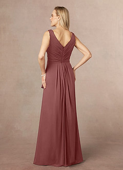Azazie Evy Mother of the Bride Dresses Desert Rose A-Line Pleated Stretch Chiffon Dress image3