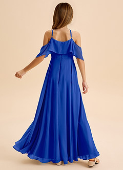 Azazie Tessabelle Junior Vestido de Azul Real de Gasa de Corte en A con Vestidos sin tirantes image2