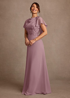 Azazie Frieda Kleider für die Brautmutter A-Linie Applizieren Chiffon Kleid Altrosa image2