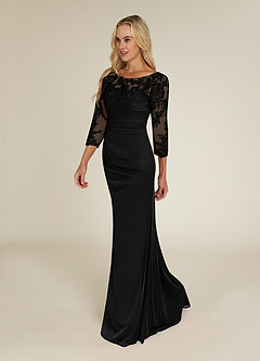 Black Azazie Alisondra Sheath Scoop Lace Lace Floor-Length Dress | Azazie