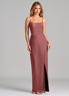 Azazie Calandra Abiti da Damigella Abito Tubino in Chiffon Plissettato Ametista image5