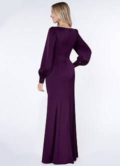 Azazie Raye Bridesmaid Dresses Grape Mermaid Long Sleeve Stretch Satin Dress image4