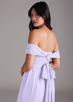 Azazie Lamara Vestidos de damas de honor Lila de Gasa de Mono Convertible con Vestidos sin tirantes image6
