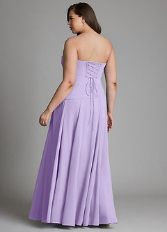 Azazie Gabriela Robes de demoiselle d'honneur Robe Trapèze en Mousseline de soie Corset Lilas image20