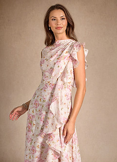 Azazie Narine Kleider für die Brautmutter A-Linie Plissee Chiffon mit Blumenmuster Kleid Antike Rose Blumen image7
