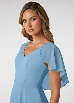 Azazie Jamie Bridesmaid Dresses Steel Blue A-Line Chiffon Dress image6